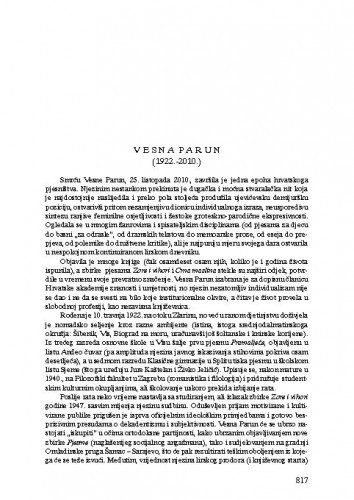 Vesna Parun (1922.-2010.) : [nekrolog] / Tonko Maroević