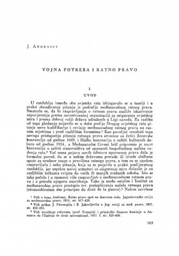 Vojna potreba i ratno pravo / J. Andrassy