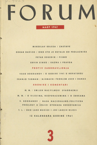 God. 1(1962), knj. 1, br. 3 / [glavni i odgovorni urednik Marijan Matković]