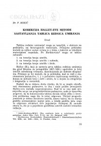 Korekcija Halley-eve metode sastavljanja tablica rednica umiranja / F. Mikič