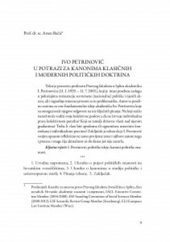 Ivo Petrinović u potrazi za kanonima klasičnih i modernih političkih doktrina / Arsen Bačić