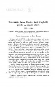 Dubrovčanin Marko Faustin Galuf (Gagliuffi), posedńi naš znatniji latinist : (1765-1834.) / Đ. Körbler