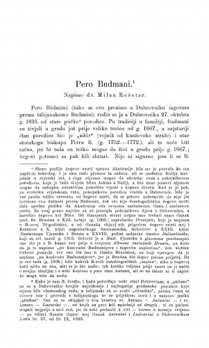 Pero Budmani : [nekrolog] / M. Rešetar