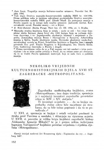 Nekoliko vrijednih kulturnohistorijskih djela XVII st. zagrebačke 