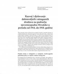 Razvoj i djelovanje dobrovoljnih vatrogasnih društava na području sjeverozapadne Hrvatske u periodu od 1914. do 1918. godine / Biserka Vlahović