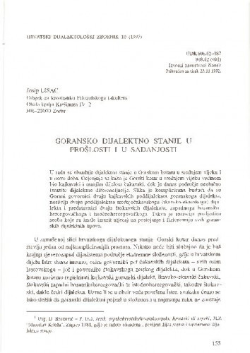 Goransko dijalektno stanje u prošlosti i u sadašnjosti / Josip Lisac