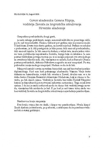 Govor akademika Gorana Filipija, voditelja Zavoda za lingvistička istraživanja Hrvatske akademije / Goran Filipi