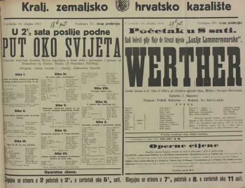 Put oko svijeta ; Werther : Čudnovati doživljaji Jovanče Micića Jagodinca u deset slika s pjevanjem : Lirska drama u tri čina (4 slike)