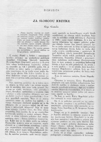 Diskusije : Za slobodu kritike