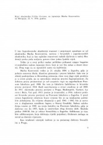 Riječ akademika Veljka Gortana, na ispraćaju Marka Kostrenčića na Mirogoju, 22. V. 1976. godine