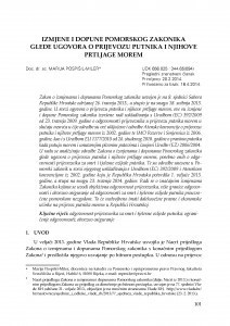 Izmjene i dopune Pomorskog zakonika glede ugovora o prijevozu putnika i njihove prtljage morem / Marija Pospišil-Miler