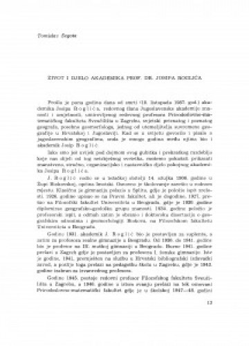 Život i djelo akademika prof. dr. Josipa Roglića