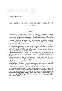 Kaloričko podraživanje vestibularnog aparata / B. Milojević
