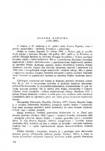 Joanna Rapacka (1939.-2000.) / Dunja Fališevac