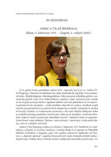 Ankica Čilaš Šimpraga (Knin, 9. kolovoza 1970. – Zagreb, 6. veljače 2020.) : in memoriam / Anđela Frančić