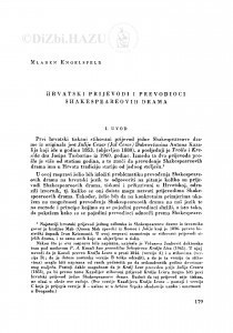 Hrvatski prijevodi i prevodioci Shakespearovih drama / M. Engelsfeld