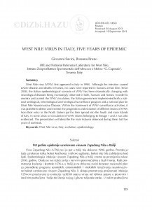 West Nile virus in Italy, five years of epidemic : [summary] / Giovanni Savini, Rossana Bruno