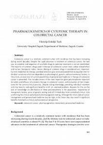 Pharmacogenetics of cytotoxic therapy in colorectal cancer / Viktoria Erdeljić Turk
