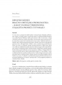 Hrvatski mediji i bračno-obiteljska problematika - kakav ugođaj i vrijednosna stajališta promiču i stvaraju? / Ivica Šola