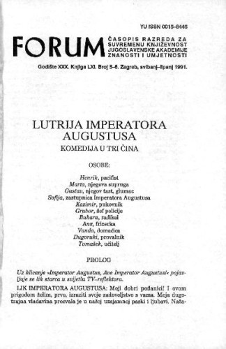 Lutrija imperatora Augustusa : komedija u tri čina / Ivan Supek 
