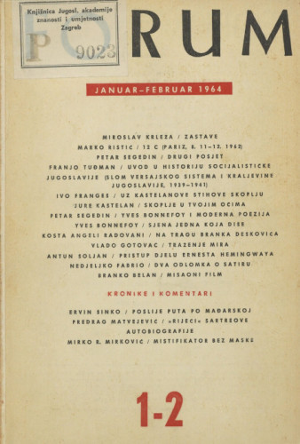 God. 3(1964), knj. 5, br. 1-2 / glavni i odgovorni uredni Ivo Frangeš