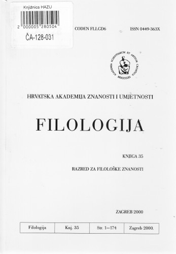 Knj. 35(2000) / glavni i odgovorni urednik Dalibor Brozović