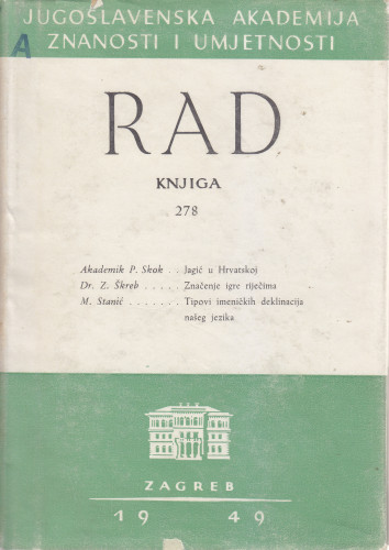 Knj. 3(1949)=knj. 278 [2.] : Lingvistička / urednik Petar Skok