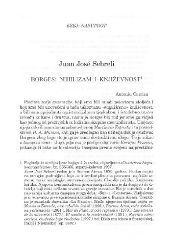 Borges: nihilizam i književnost / Juan José Sebreli ; sa španjolskog preveo Josip Nikšić