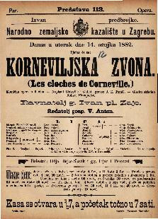 Korneviljska zvona : komična opera u 3 čina / glasbu skladao Robert Planquette  =  Les cloches de Corneville