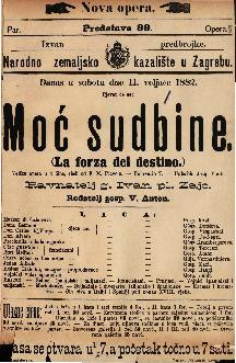 Moć sudbine : Velika opera u 4 či na / Uglasbio Josip Verdi  =  La forza del destino
