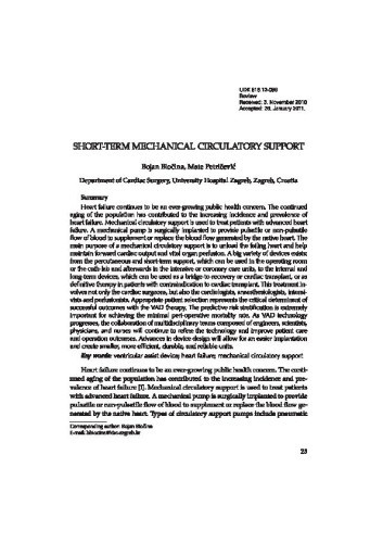 Short-term mechanical circulatory support / Bojan Biočina, Mate Petričević