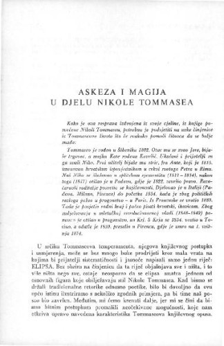 Askeza i magija u djelu Nikole Tommasea / I. Katušić