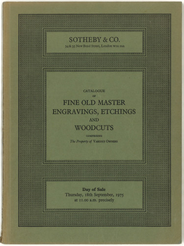 Catalogue of fine old master engravings, etchings and woodcuts ... : day of sale, Thursday, 18th September 1975 / Sotheby & Co.
