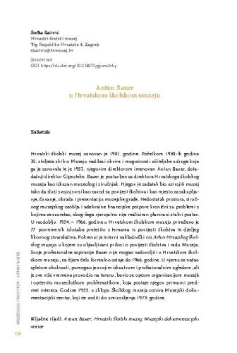 Antun Bauer u Hrvatskom školskom muzeju / Štefka Batinić