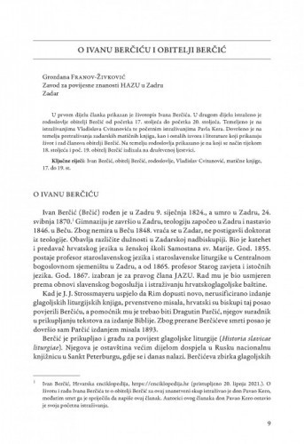 O Ivanu Berčiću i obitelji Berčić / Grozdana Franov-Živković