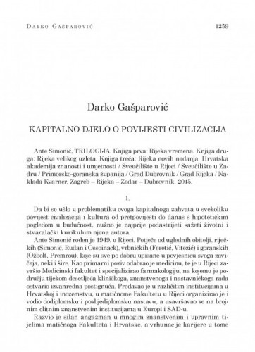 Kapitalno djelo o povijesti civilizacija / Darko Gašparović