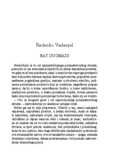 Rat dugmadi / Radenko Vadanjel