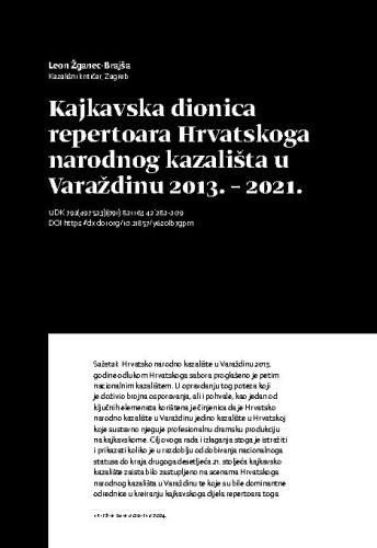 Kajkavska dionica repertoara Hrvatskoga narodnog kazališta u Varaždinu 2013. – 2021. / Leon Žganec-Brajša