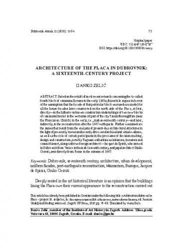 Architecture of the Placa in Dubrovnik: a sixteenth-century project / Danko Zelić