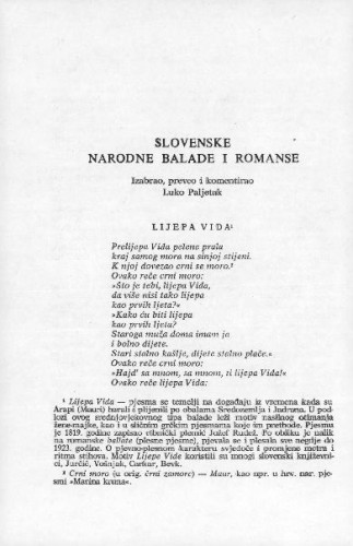 Slovenske narodne balade i romanse /  (izabrao, preveo i komentirao Luko Paljetak)