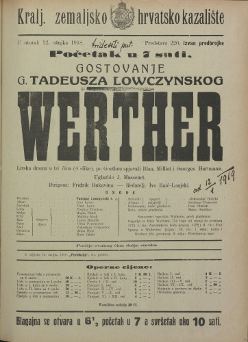 Werther : Lirska drama u tri čina (4 slike)