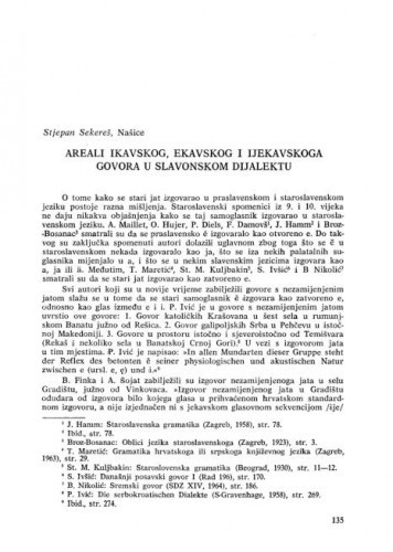 Areali ikavskog, ekavskog i ijekavskoga govora u slavonskom dijalektu / Stjepan Sekereš