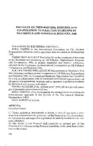 Protocol on Preparedness, Response and Co-Operation to Pollution Incidents by Hazardous and Noxious Substances, 2000 = Protokol o pripravnosti, akciji i suradnji za slučajeve nezgode onečišćenja opasnim i štetnim tvarima, 2000 : [prijevod] / Dino Pinjo