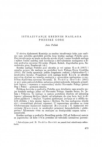 Istraživanje krednih naslaga Požeške gore / A. Polšak