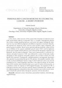 Personalised cancer medicine in colorectal cancer - a short overview / Antonio Juretić