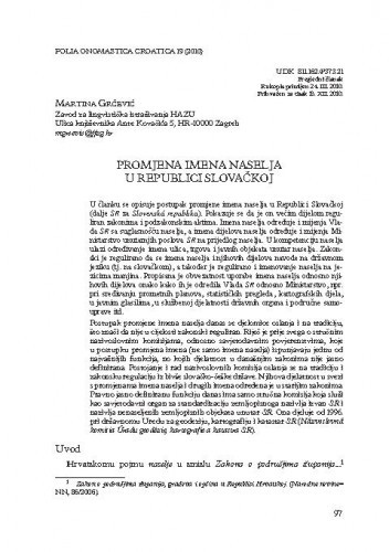 Promjena imena naselja u Republici Slovačkoj / Martina Grčević