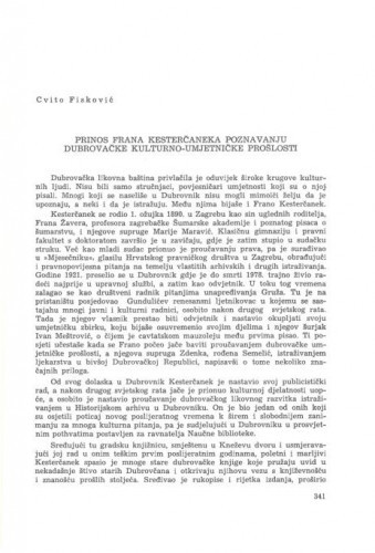 Prinos Frana Kesterčaneka poznavanju dubrovačke kulturno-umjetničke prošlosti / Cvito Fisković