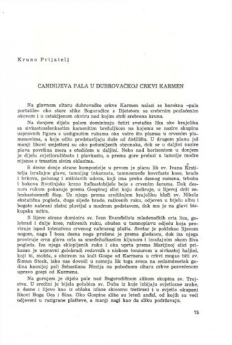 Caninijeva pal u dubrovačkoj crkvi Karmen / Kruno Prijatelj