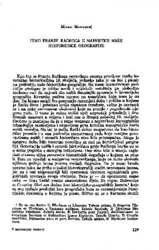 Udio Franje Račkoga u napretku naše historijske geografije / Mirko Marković
