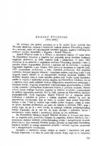 Rudolf Filipović (1916.-2000.) / Antica Menac